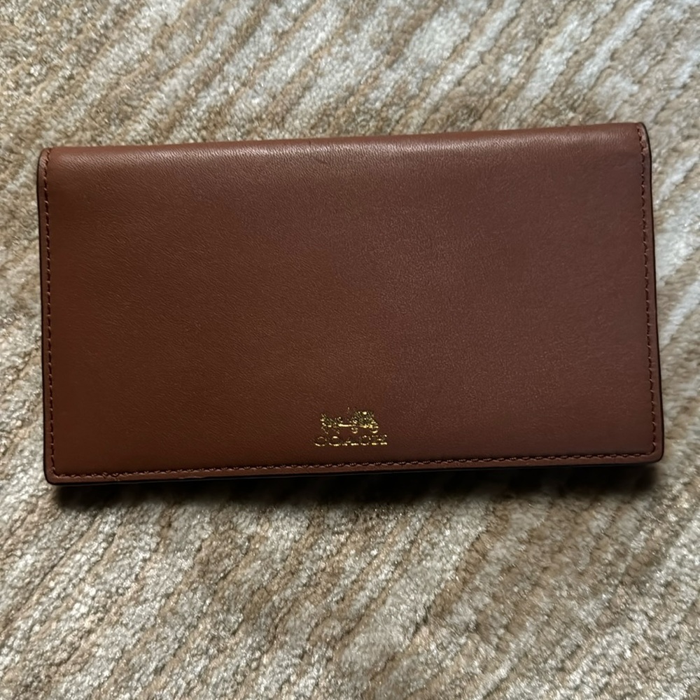 Coach Brown Leather Check Book Cover